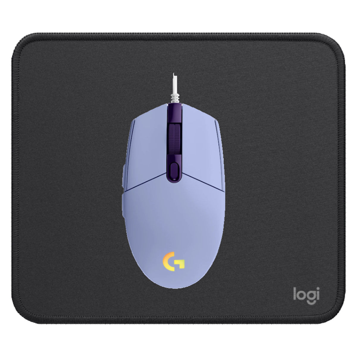 COMBO LOGITECH MOUSE G203 LILA Y PAD MOUSE NEGRO