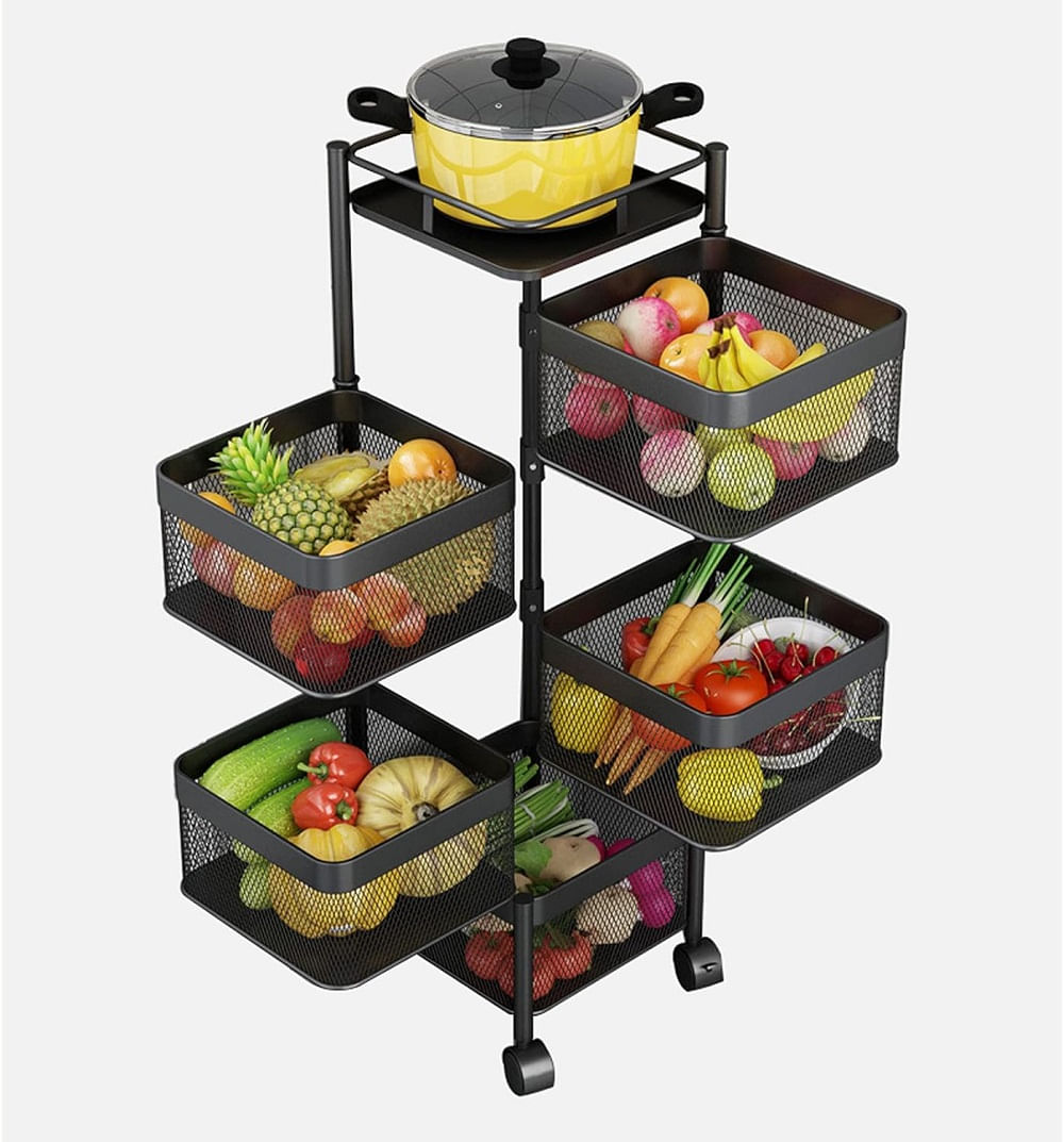 Estante giratorio organizador 5 niveles con ruedas