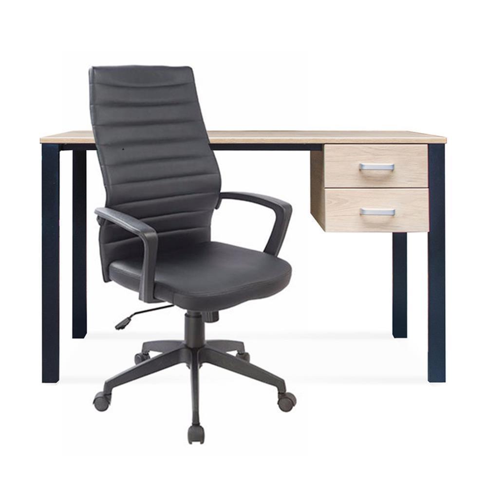 Combo 1 Escritorio Krona C/Flotante 120X60 Rovere B/Negro + 1 Silla Kuries Giratoria - Ziyaz