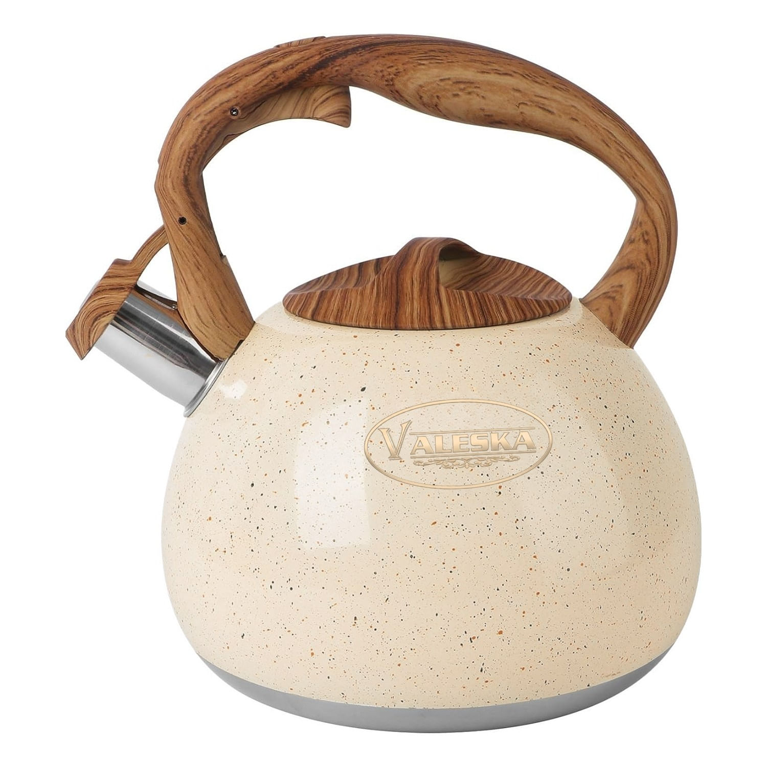 Tetera Valeska Estilo Roca Volcánica Con Silbato 5 Litros Crema
