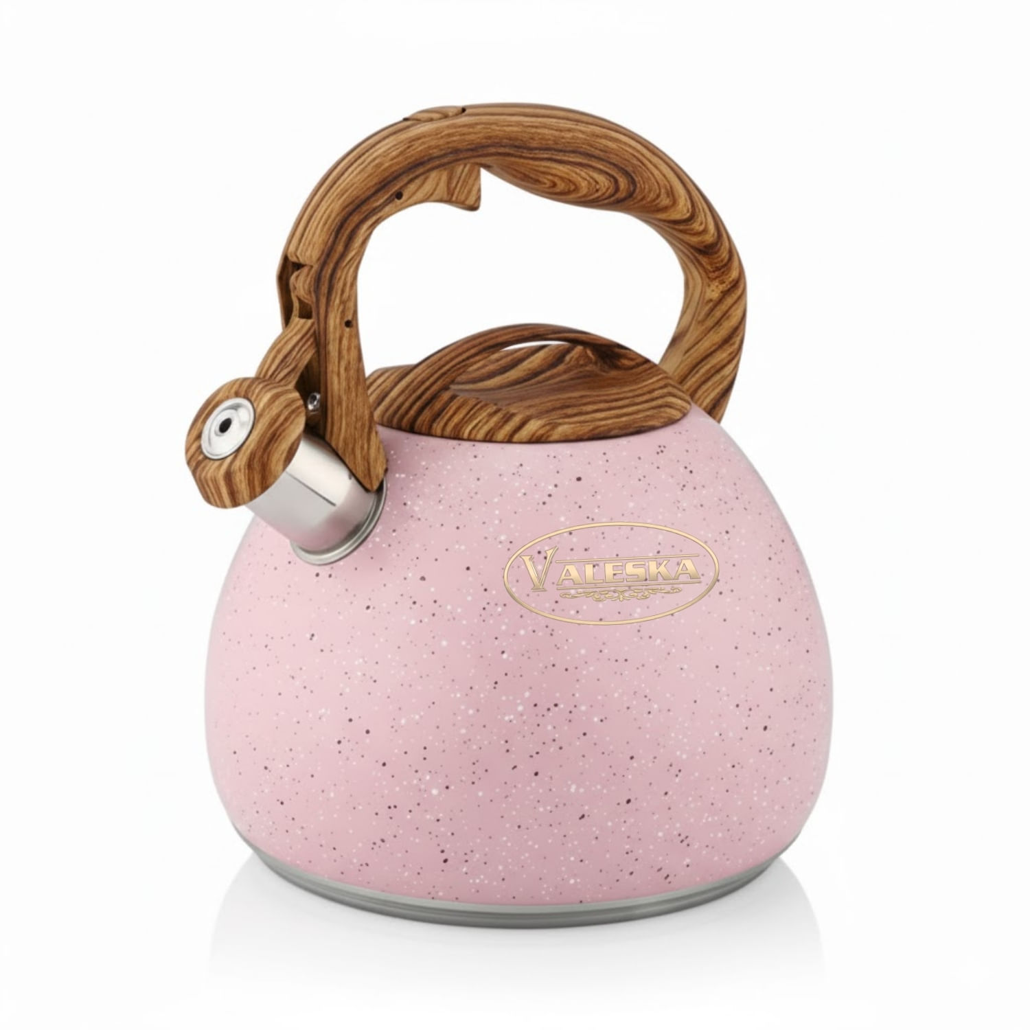 Tetera Valeska Estilo Roca Volcánica Con Silbato 5 Litros Rosado