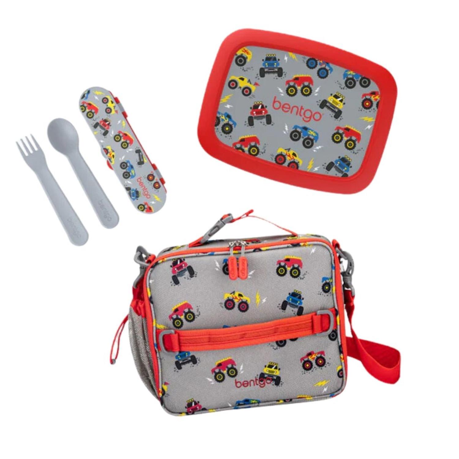 Set Lonchera, Porta Lonchera y Cubiertos Bentgo Kids - Camiones