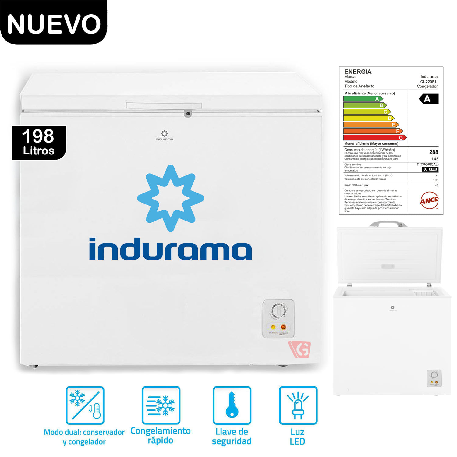 Congeladora Indurama CI220BL Defrost