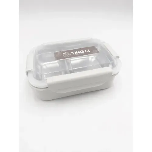 Taper Lunch 3 Divisiones Acero Inoxidable Tapa Hermetica Blanco Hueso