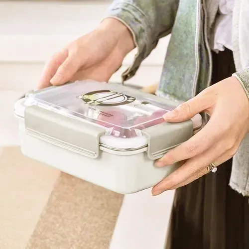 Taper Box 3 Divisiones Acero Inoxidable Tapa Hermetica Blanco Hueso