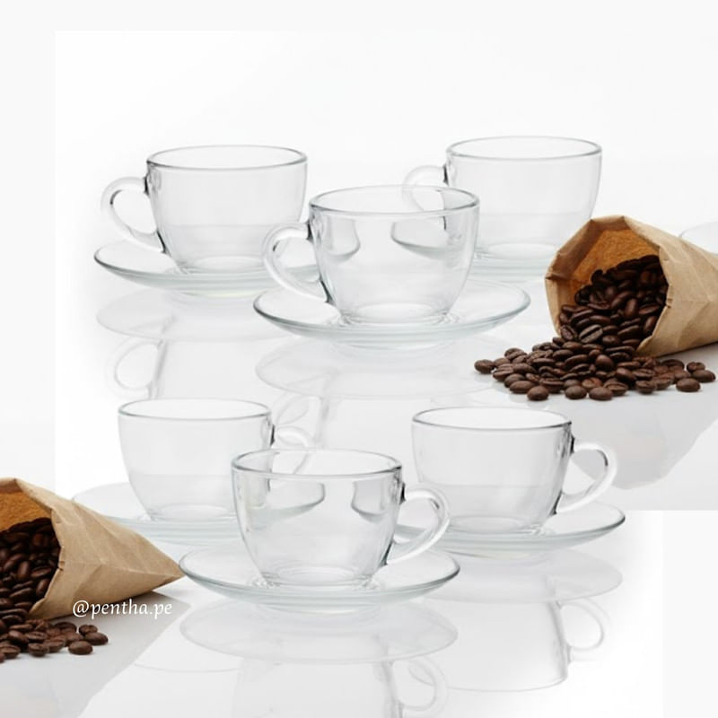 Tazas para Café y Té con Plato Vidrio Duralex Set X12