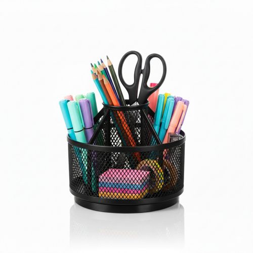 Portalápices Giratorio Minimalista en Acero Negro Mate