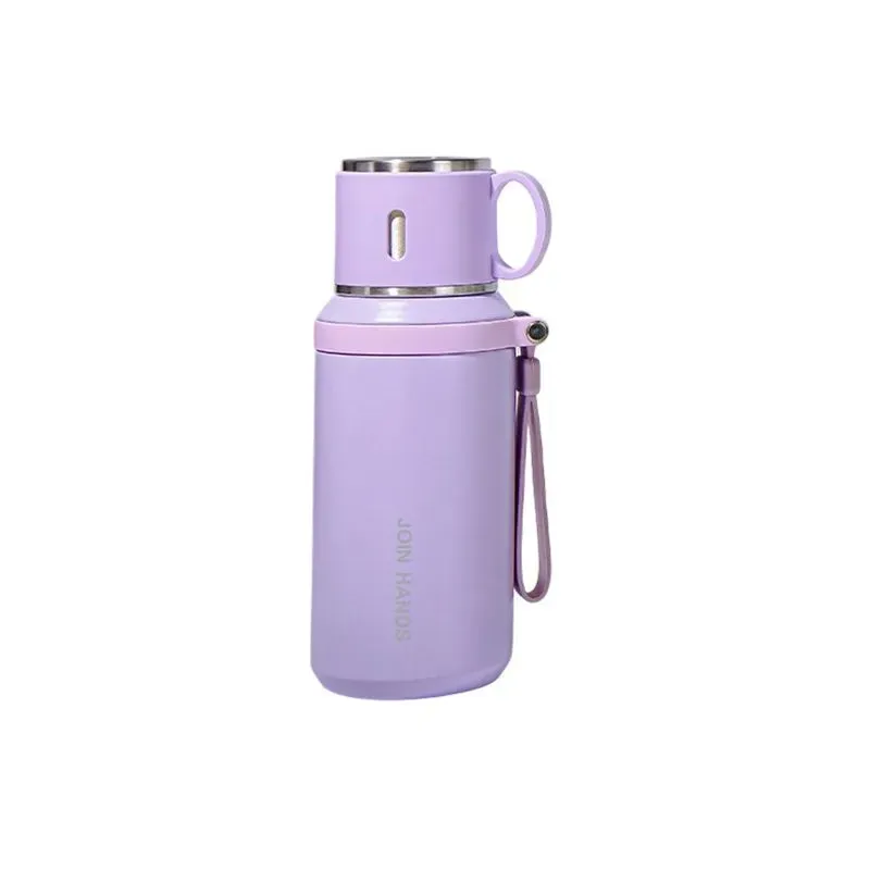 Termo de Acero Inoxidable con asa y cinta Lila 600 ml