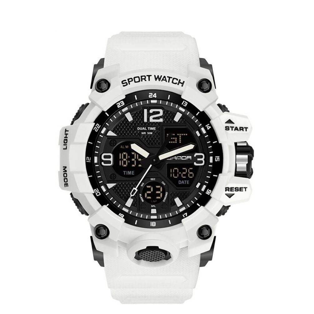 Reloj Hombre Deportivo SANDA 6030 Blanco Digital-Análogo