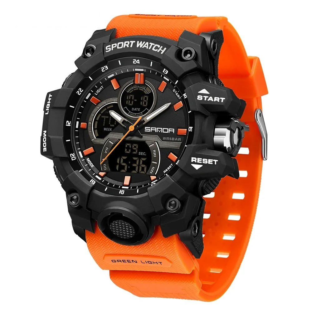 Reloj Deportivo SANDA 6198 Análogo-Digital Naranja