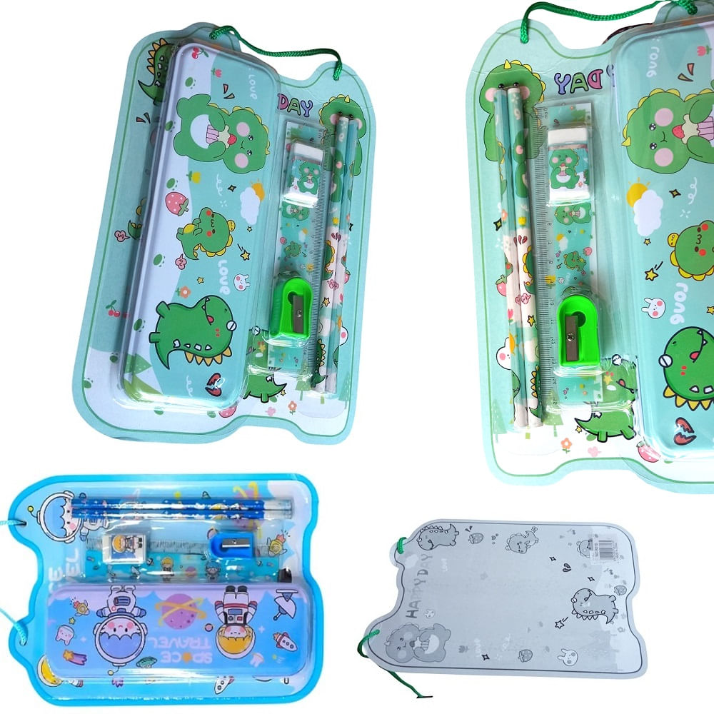 Juego de Una cartuchera lápices borrador y otros útiles escolares - Niños