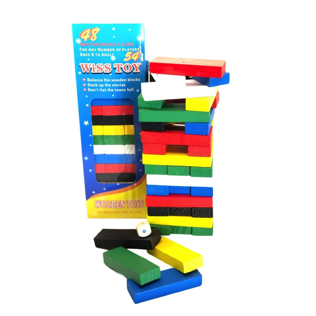 Jenga a Colores 54 Piezas Juego Educativo Yenga Juego Mesa