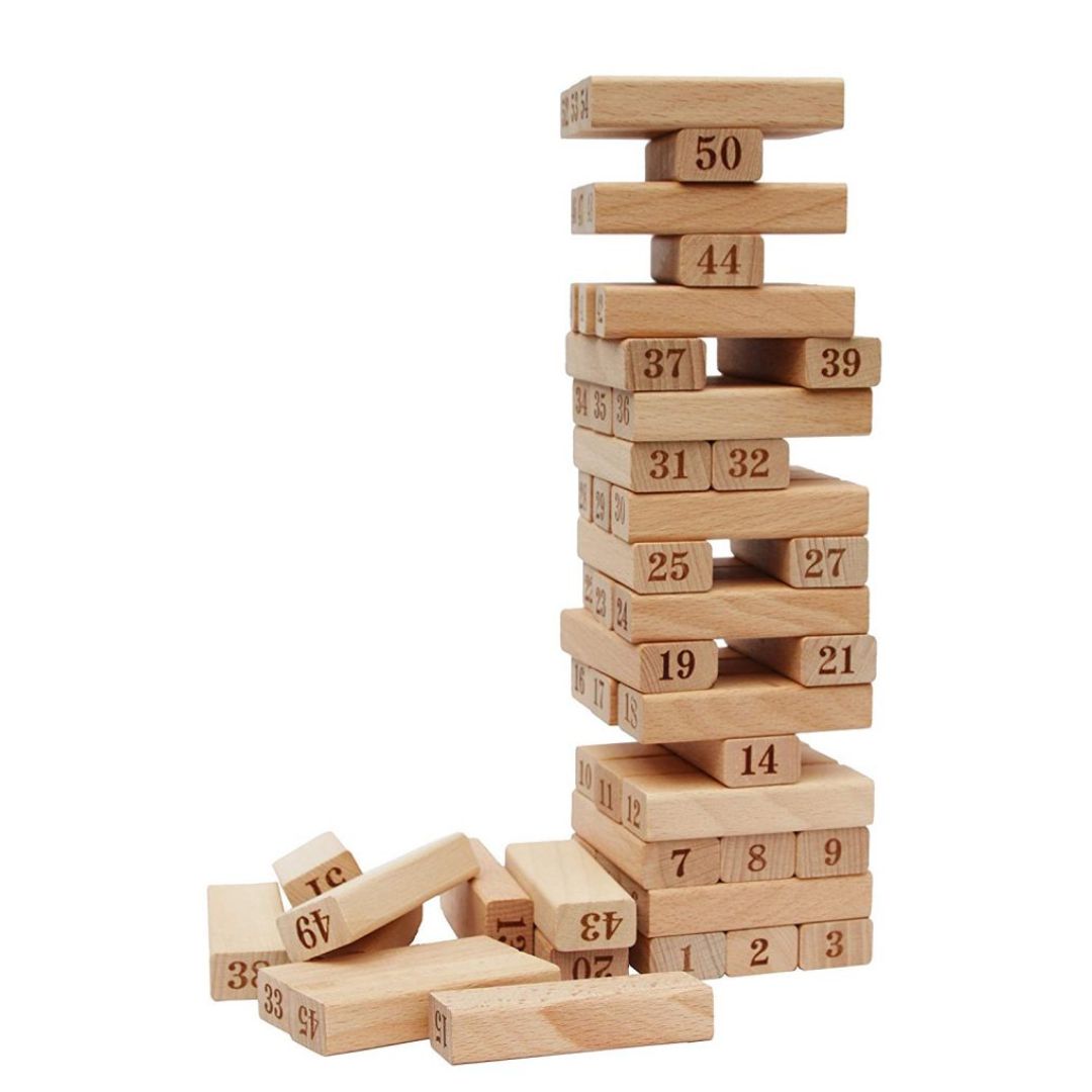 JENGA TORRE CON DADO MADERA DIDÁCTICO 54 PIEZAS