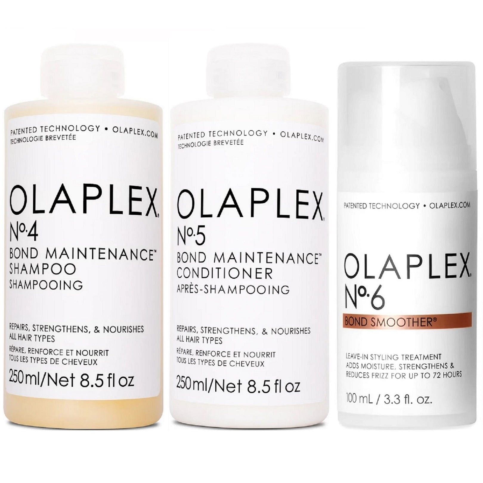 Olaplex N°4 + N° 5 + N°6 Shampoo Reparador + Acondicionador + Crema