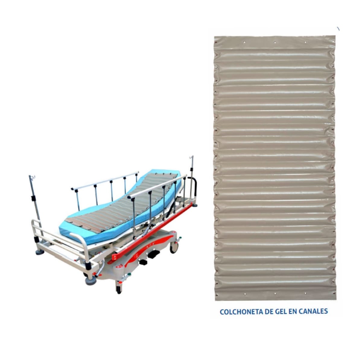COLCHONETA DE GEL EN CANALES PARA CAMILLAS 140 x70