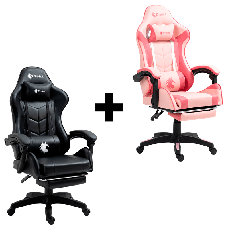 Combo Silla gamer Dreizt Shine Series Negro + Silla gamer Dreizt Shine Series rosado caramelo