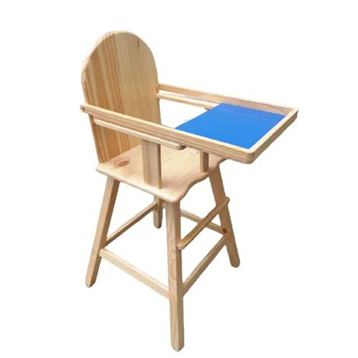 Silla de bebe comer en madera con bandeja Azul