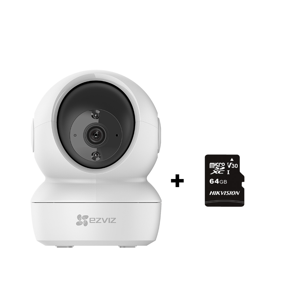 Cámara de Seguridad Wifi H6C de 360º 2mp Para Interiores + MicroSD 64GB - Ezviz