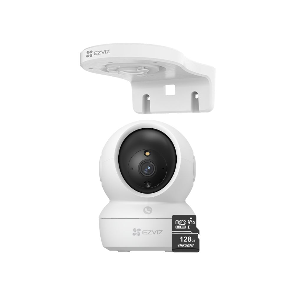 Cámara Inalámbrica Wifi 360º para interiores H6C Full Hd + Soporte de montaje + Micro SD 128gb - Ezv