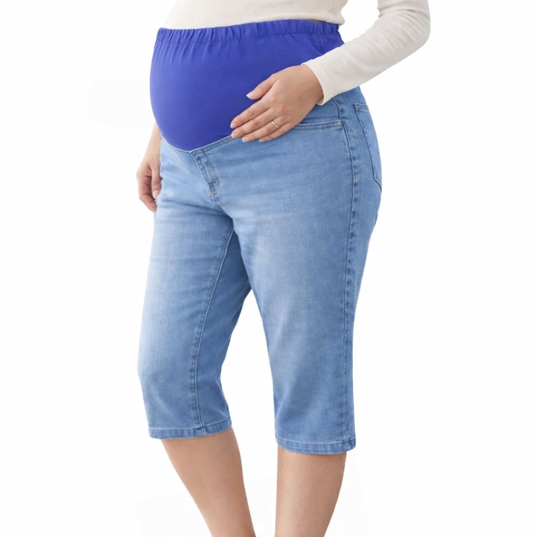 Torero/ capri / pescador de maternidad o embarazada talla 34 celeste