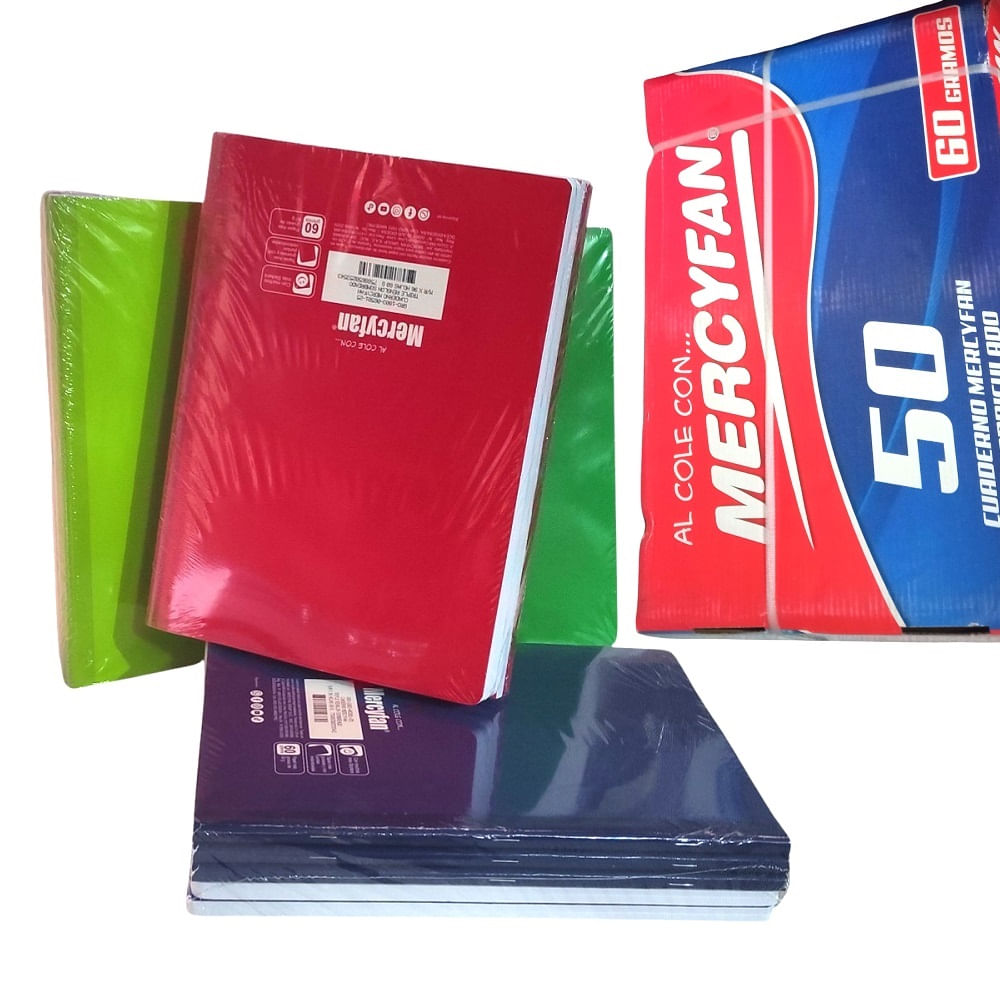 set de 3 cuadernos Mercyfan Cuadriculado de 88 hojas
