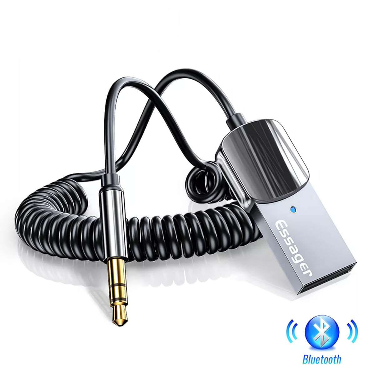 RECEPTOR AUDIO VEHICULAR BLUETOOTH 5.0 STEREO 3.5MM. USB MICRÓFONO. ESSAGER
