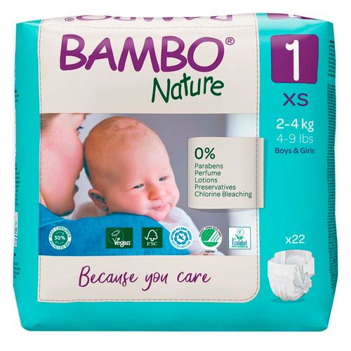Pañales para Bebé BAMBO NATURE Talla 1 RN Paquete 22un