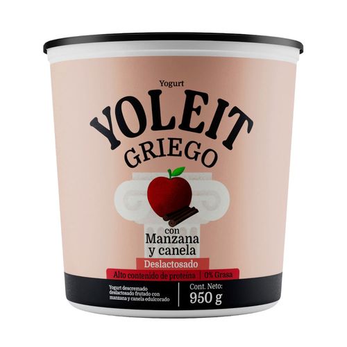 Yogurt Griego Desloctasado YOLEIT Manzana y Canela Pote 950g
