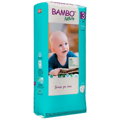 Pañales para Bebé BAMBO NATURE Talla 3 M Paquete 52un