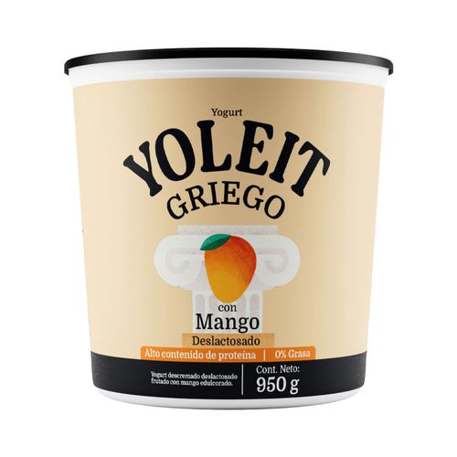 Yogurt Griego Deslactosado YOLEIT Sabor a Mango Pote 950g