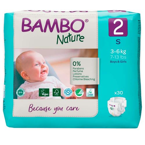 Pañales para Bebé BAMBO NATURE Talla 2 P Paquete 30un