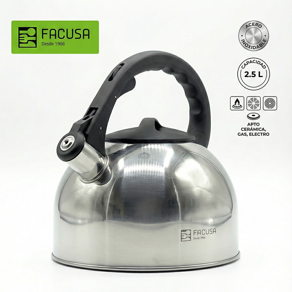 TETERA FACUSA 2.5 L SILBADORA ACERO INOXIDABLE ELEGANT