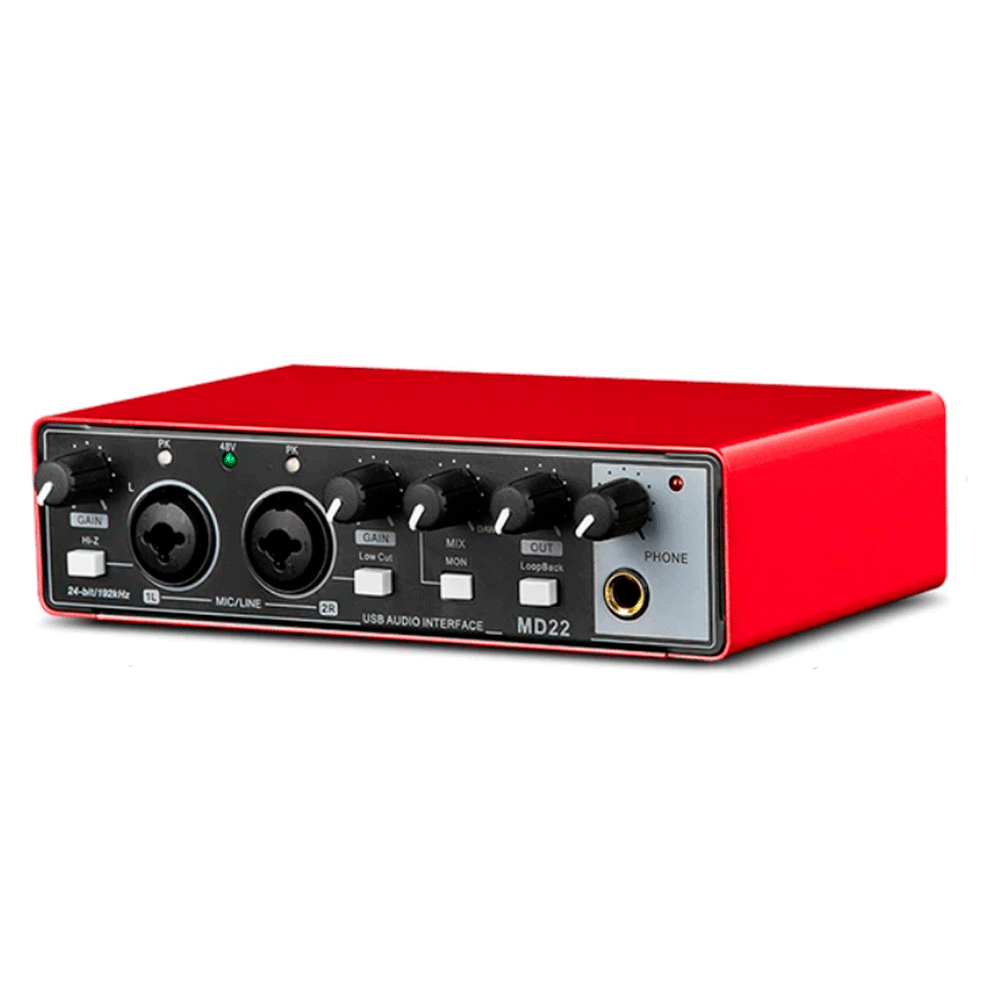Interface de Audio para 2 micrófonos con phantom power MD22