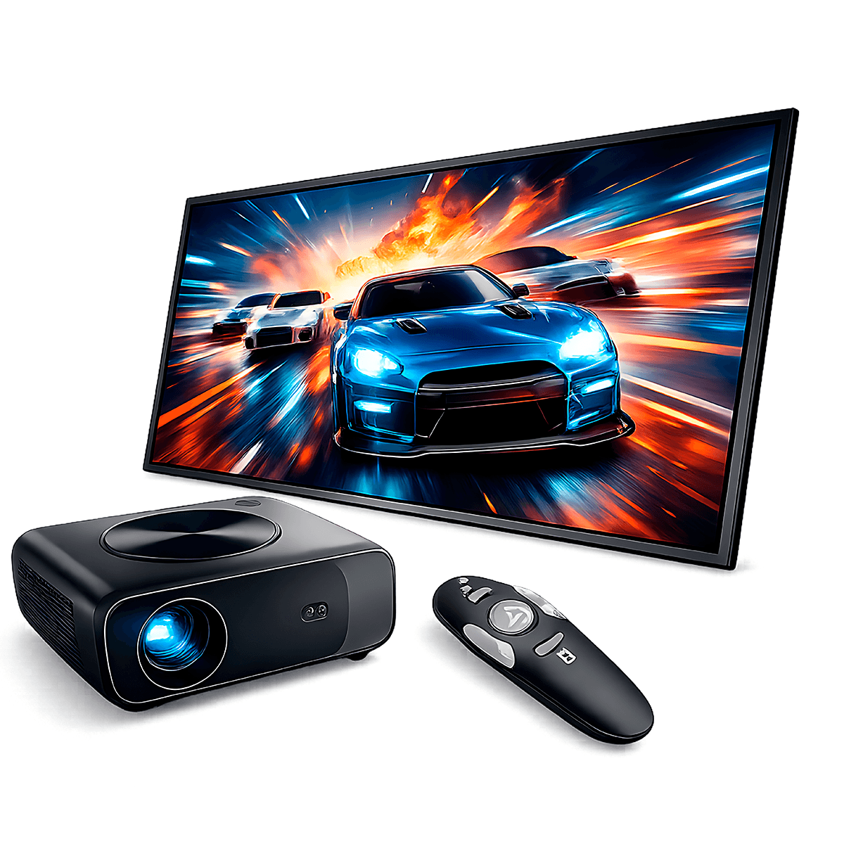 Proyector Smart Owlenz SD550 Enfoque Automático + Ecran 120 Pulgadas Plomo + Puntero Láser