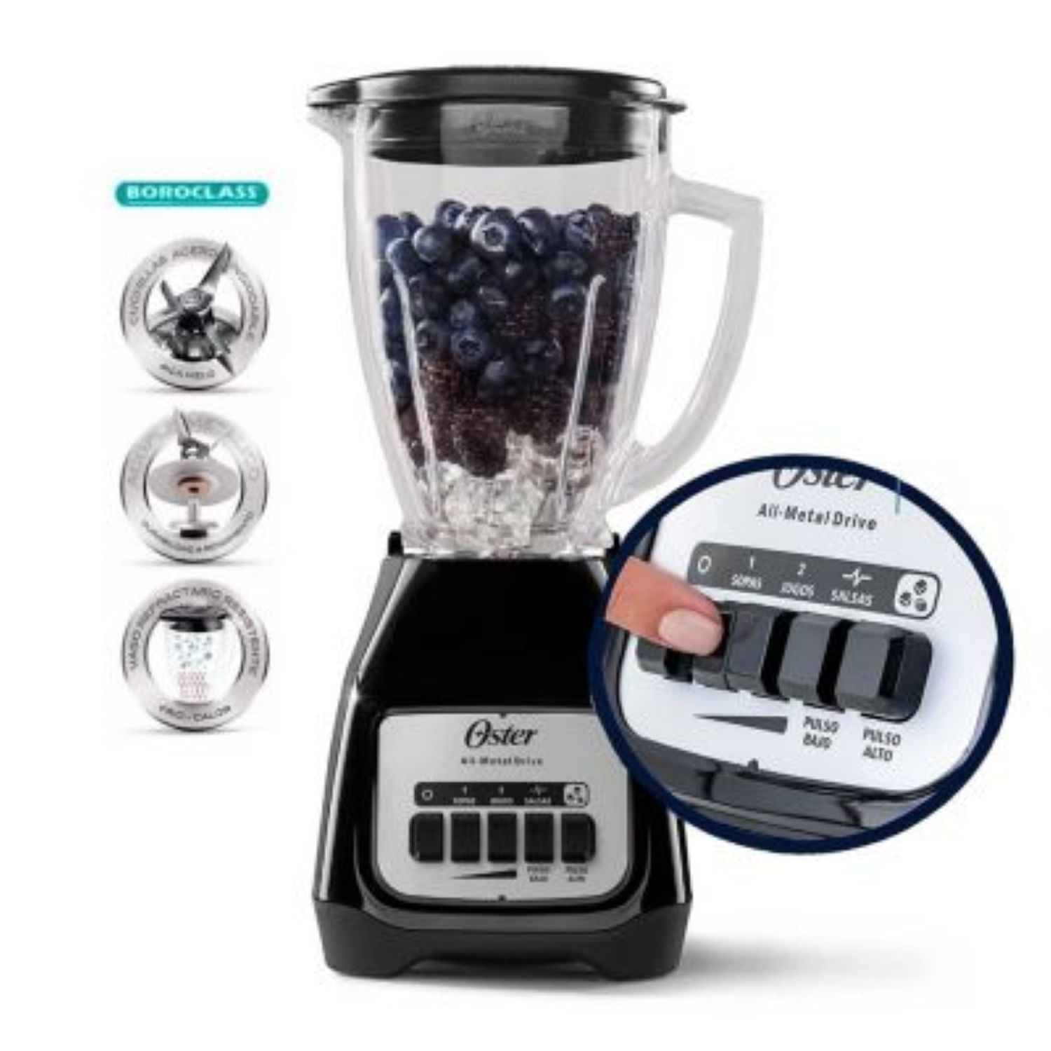 Licuadora Oster BLSTKAG-BPB 2 Vel con Pulso 1.25 Litros Negro