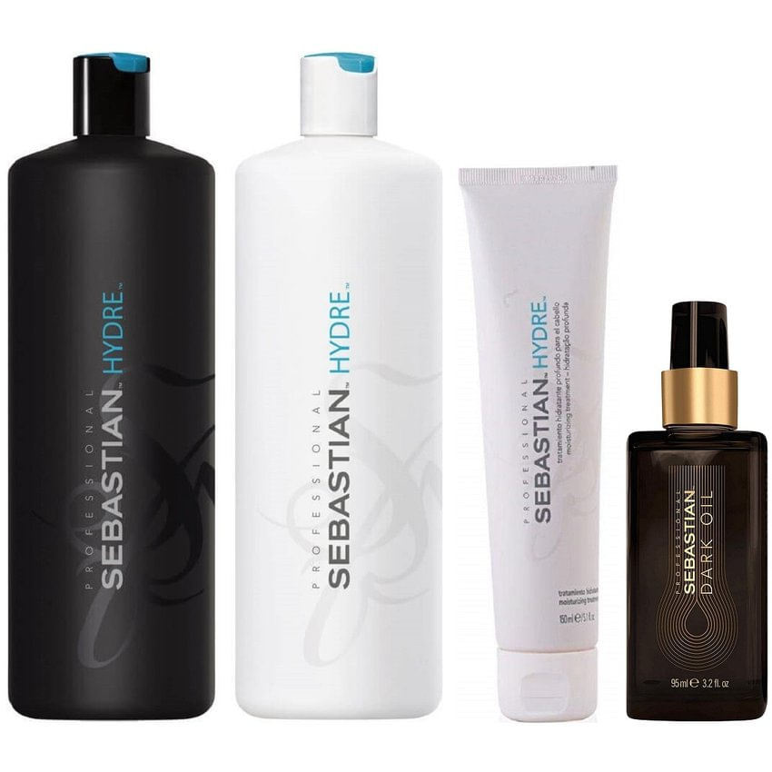 Shampoo 1000ml + Acondicionador + Mascarilla +Dark Oil Sebastian Hydre