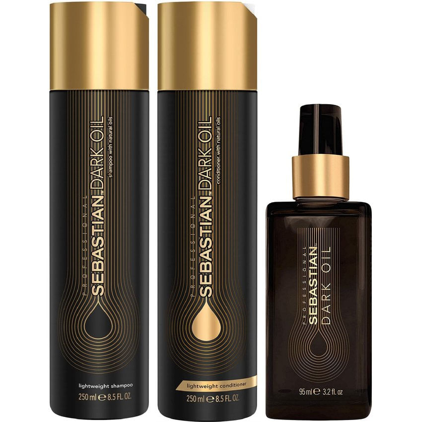 Shampoo 250ml + Acondicionador + Aceite Sebastian Dark Oil