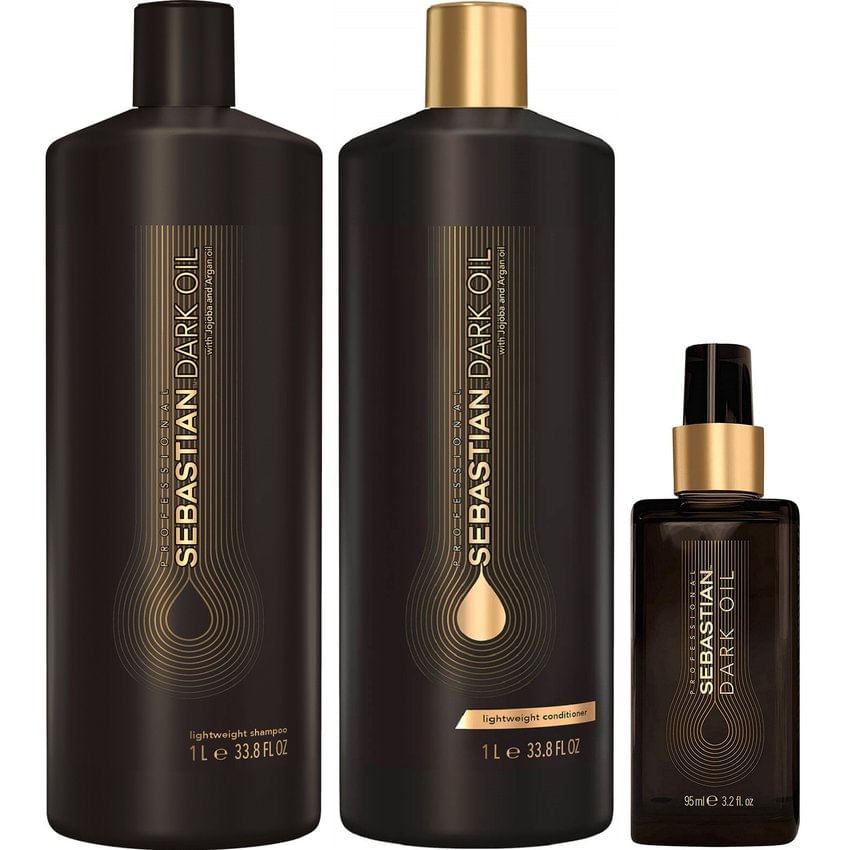 Shampoo 1000ml + Acondicionador + Aceite Sebastian Dark Oil