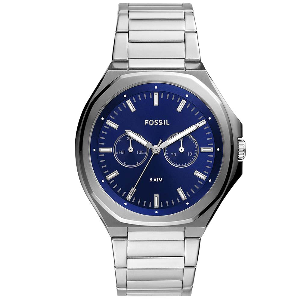 Reloj Fossil Evanston BQ2610 Multifuncional Acero Inoxidable Plateado Azul