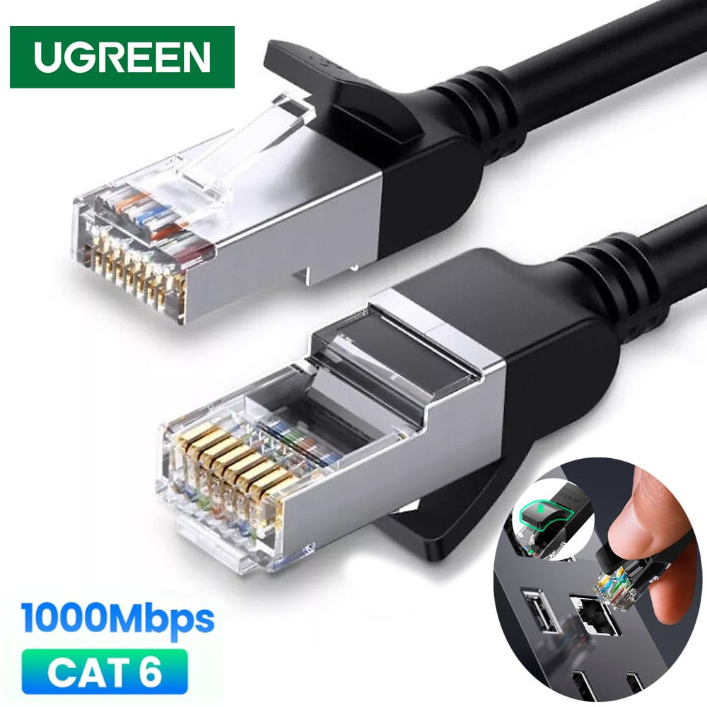 Cable de Red Cat 6 Ugreen Rj45 1Gbps 5 Metros Patch Cord 100% cobre