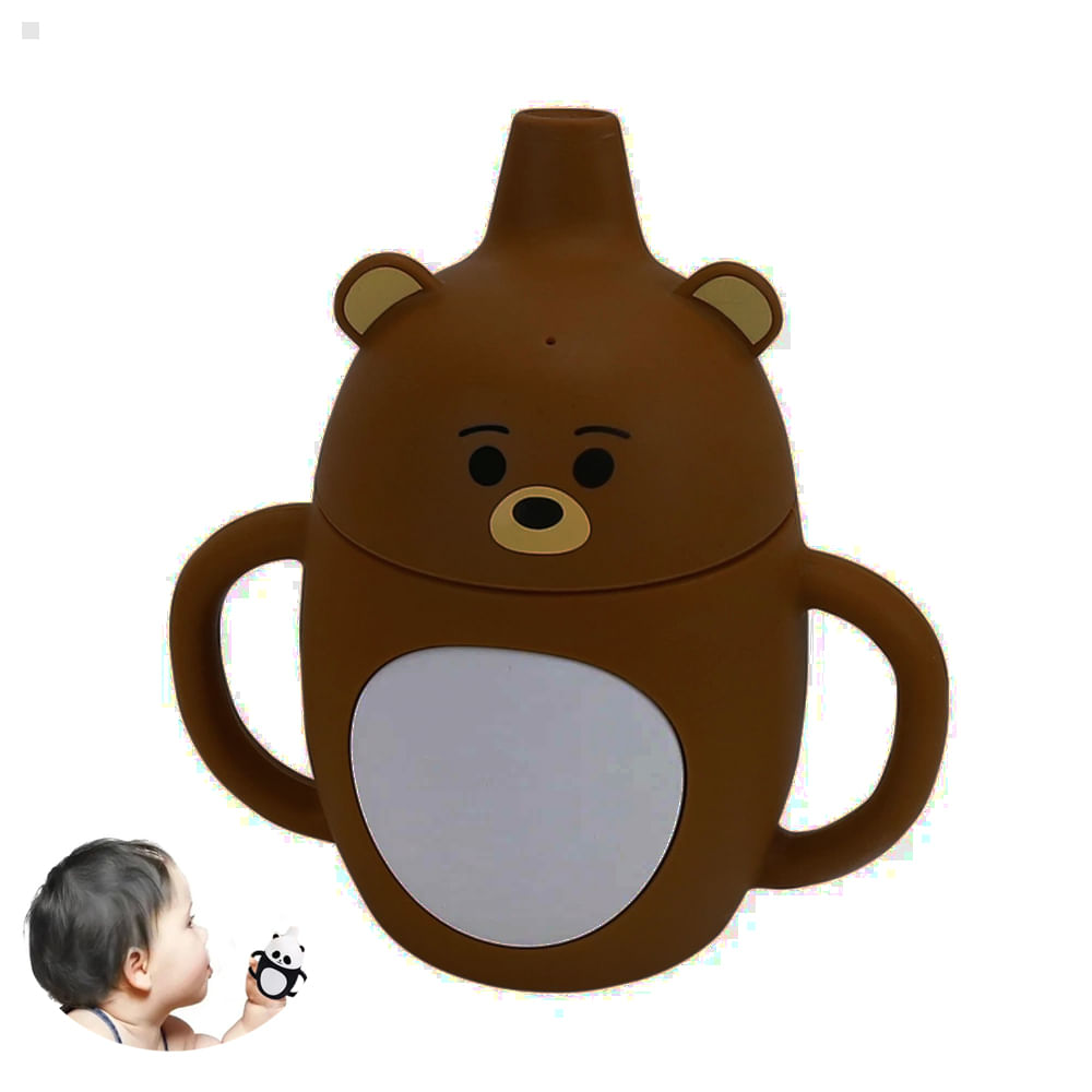 Vaso de Silicona Anti Derrame Osito Marron Para Bebe Baby Froggie