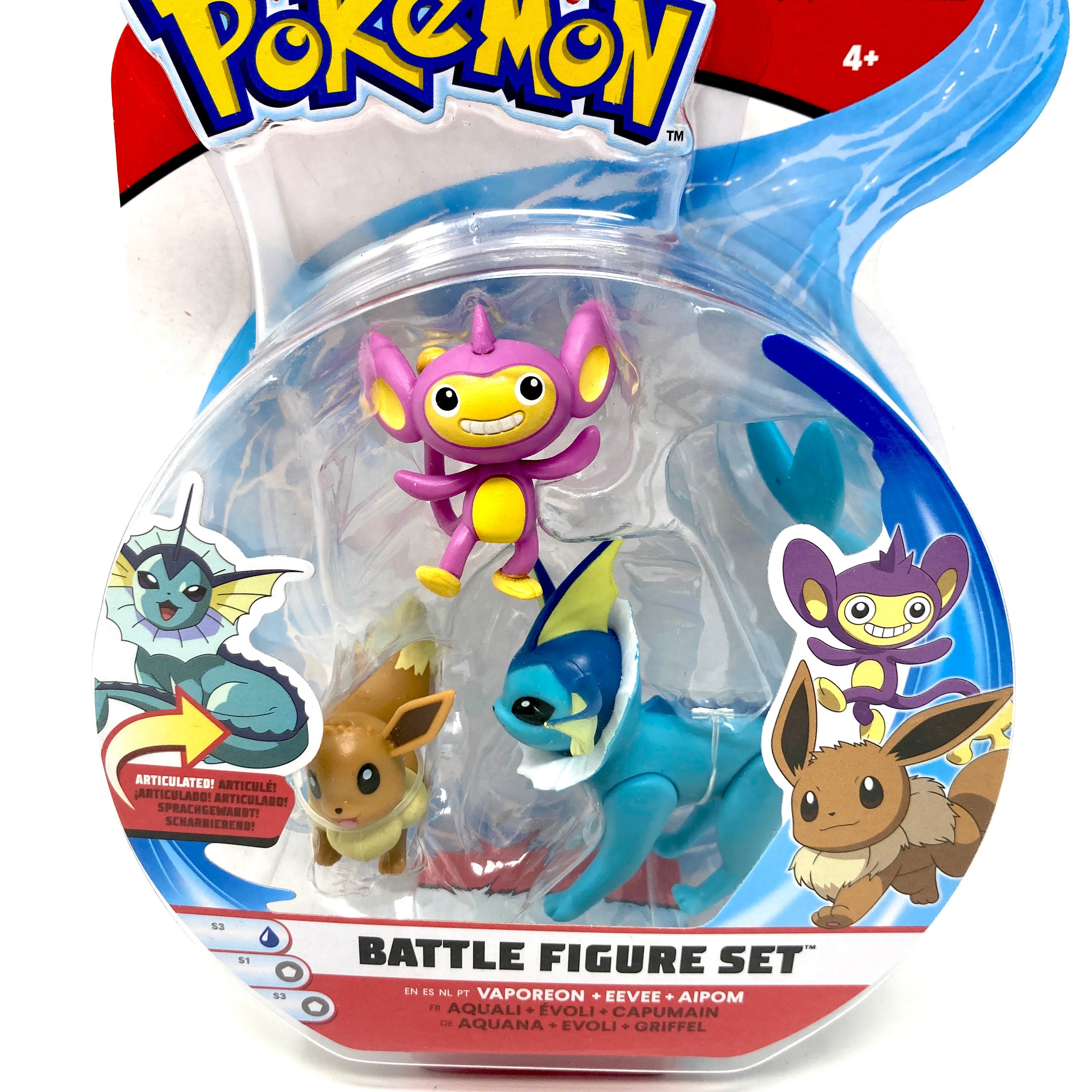POKEMON BATTLE FIGURE SET DE 3 VAPOREON EEVEE AIPOM