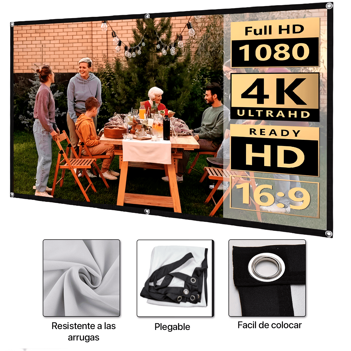 Pantalla Ecran Reflectiva Para Proyector 100 Pulgadas Owlenz Blanco