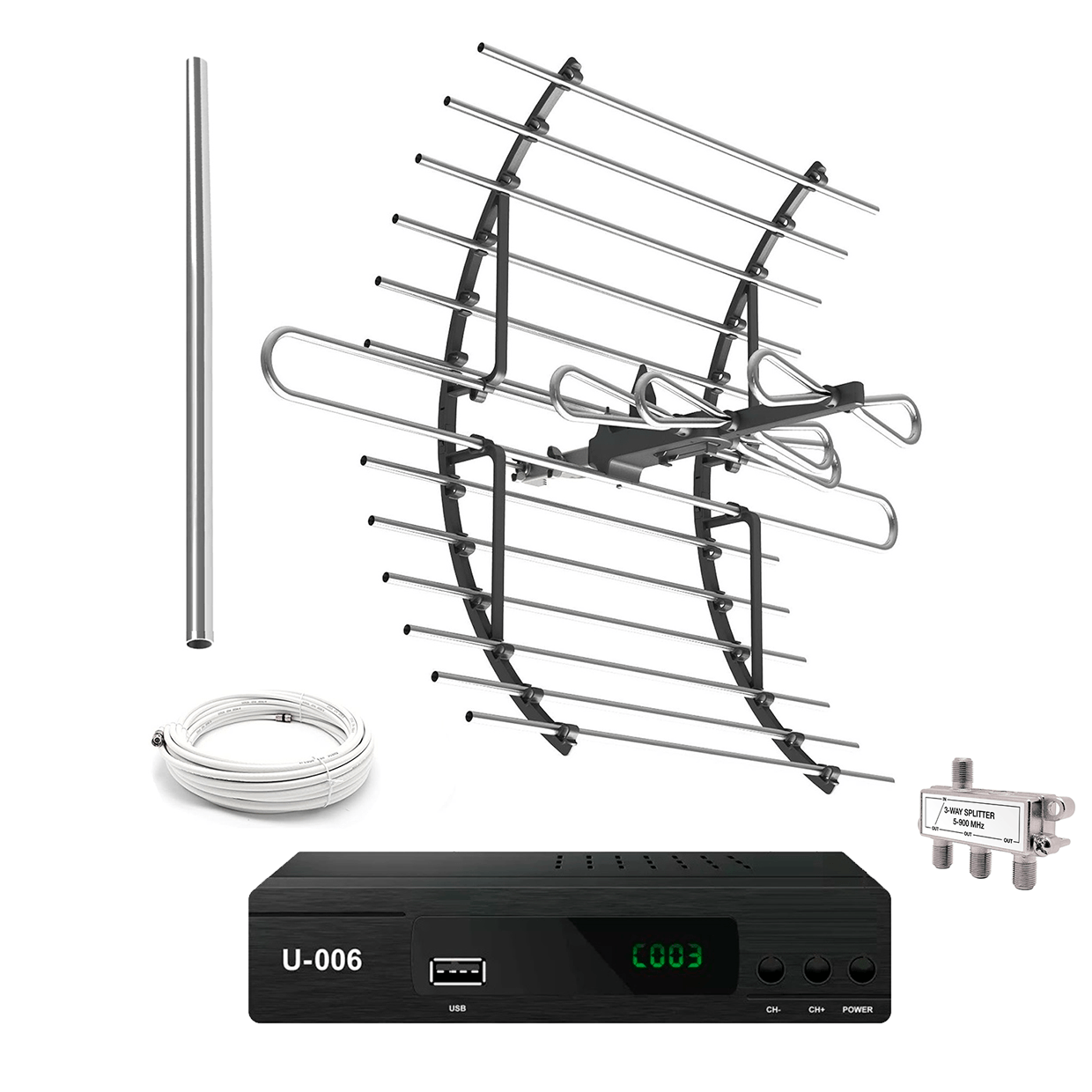 Sintonizador Decodificador Tdt + Antena Exterior Hd (kit)