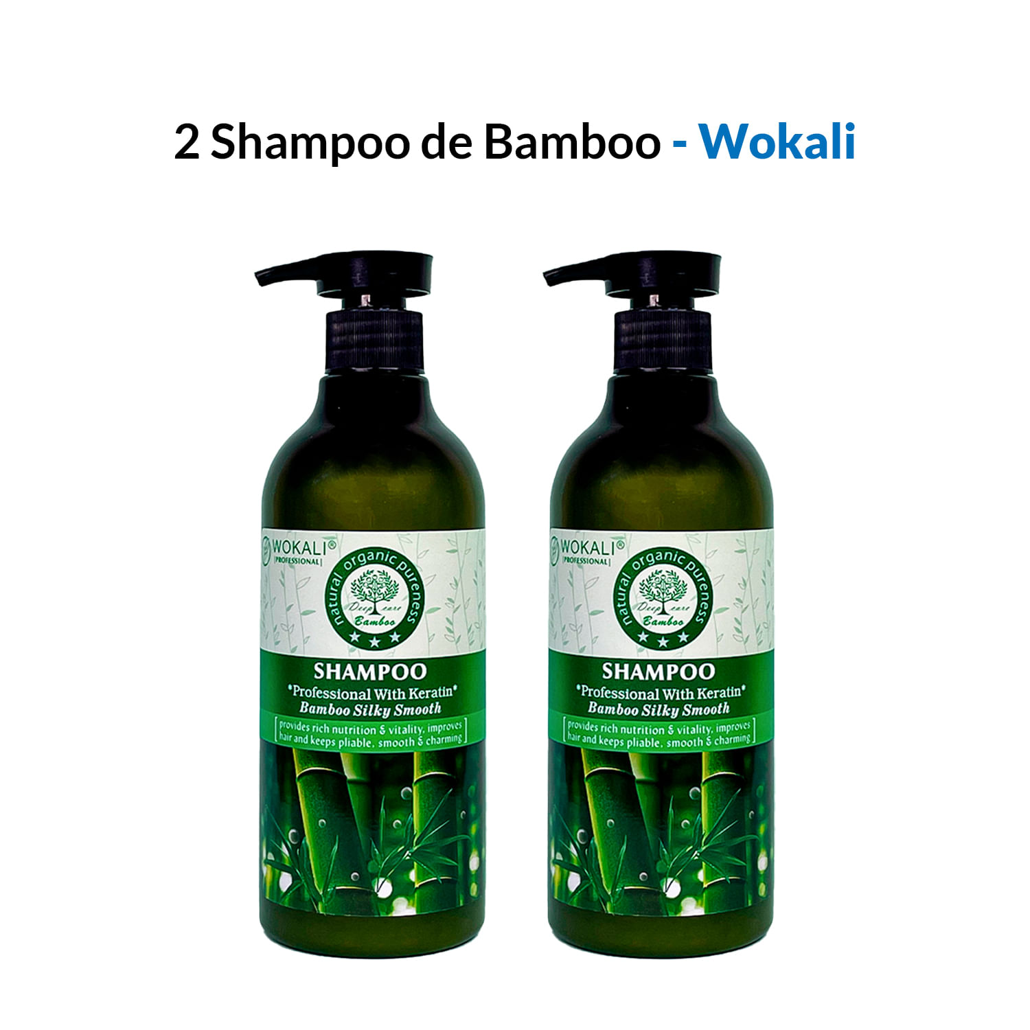 2 Shampoo de Bamboo 550ml - Wokali