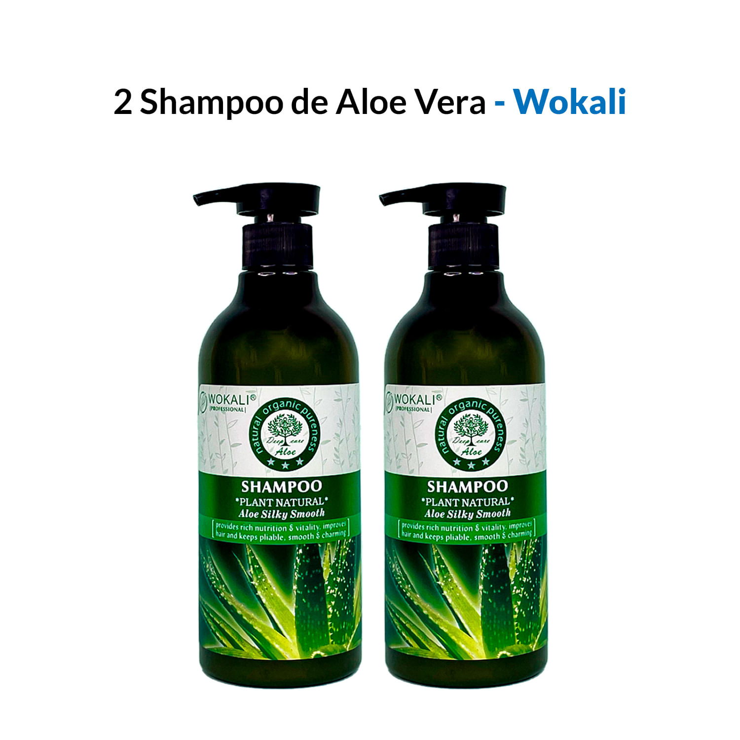 2 Shampoo de Aloe Vera 550ml - Wokali