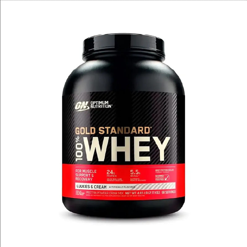 Proteína Gold Standard Whey de 4.65lb a 5lb - Optimum Nutrition - Cookies & Cream