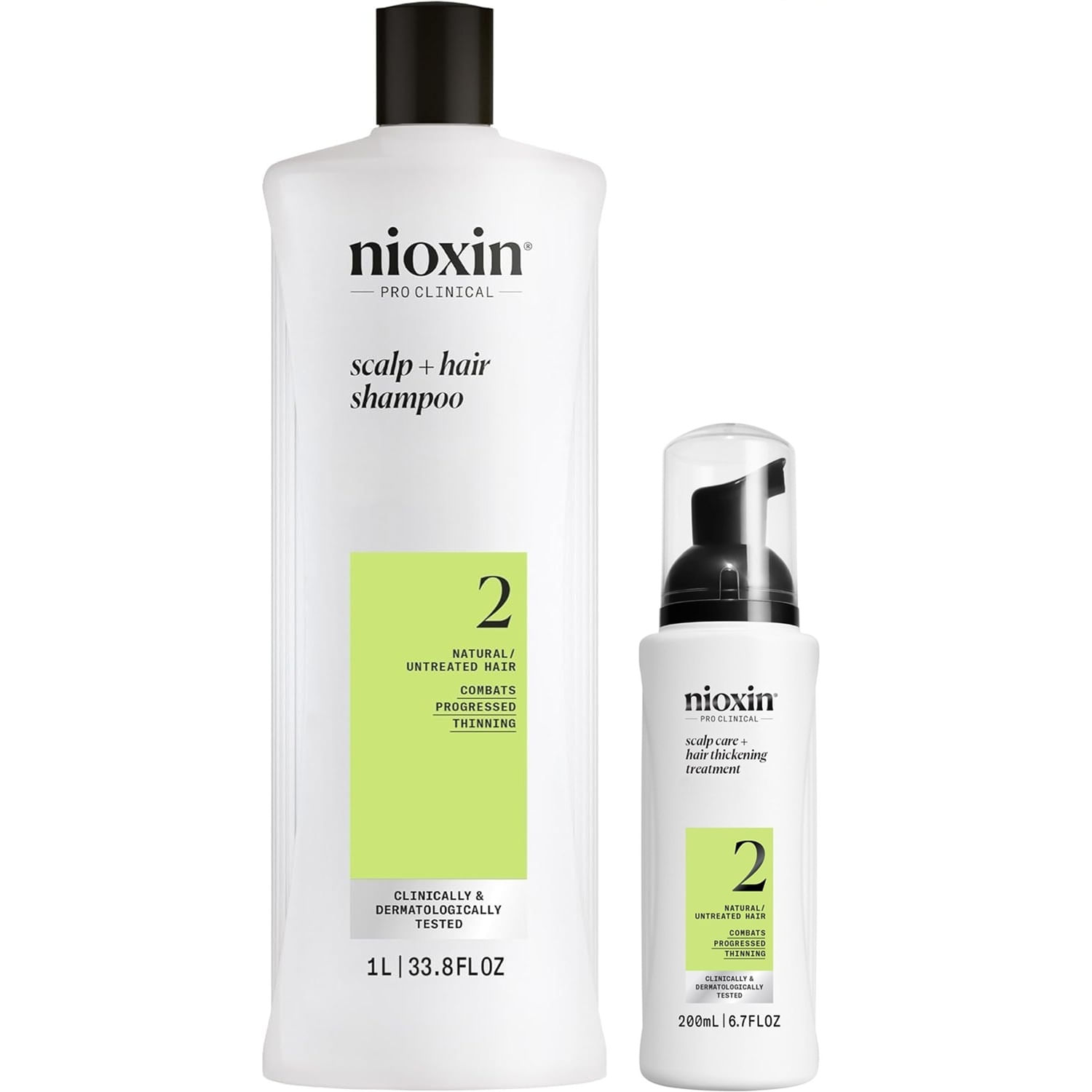 Nioxin-2 Shampoo Densificador 1000ml + Espuma Capilar Cabello Natural