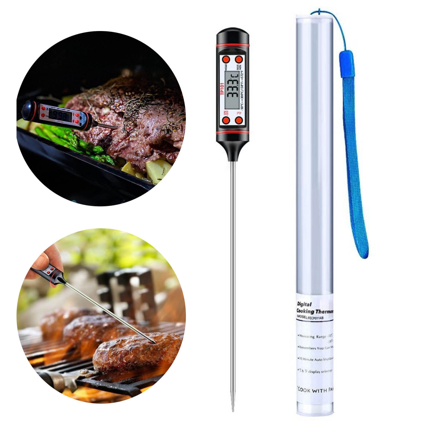 Termometro Digital Con Sonda Para Cocina Líquidos Y Sólidos