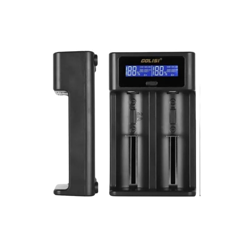 CARGADOR DE BATERÍAS X 2 GOLISI I2 ORIGINAL 18650 Y OTROS